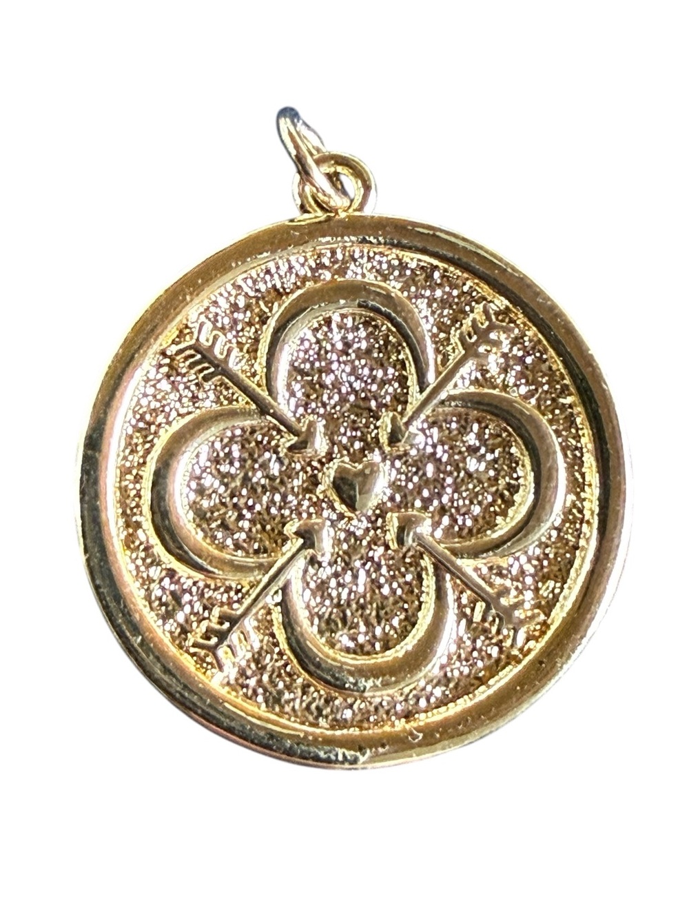 New Freida Rothman Gold-Tone Clover & Arrows Pave Pendant
